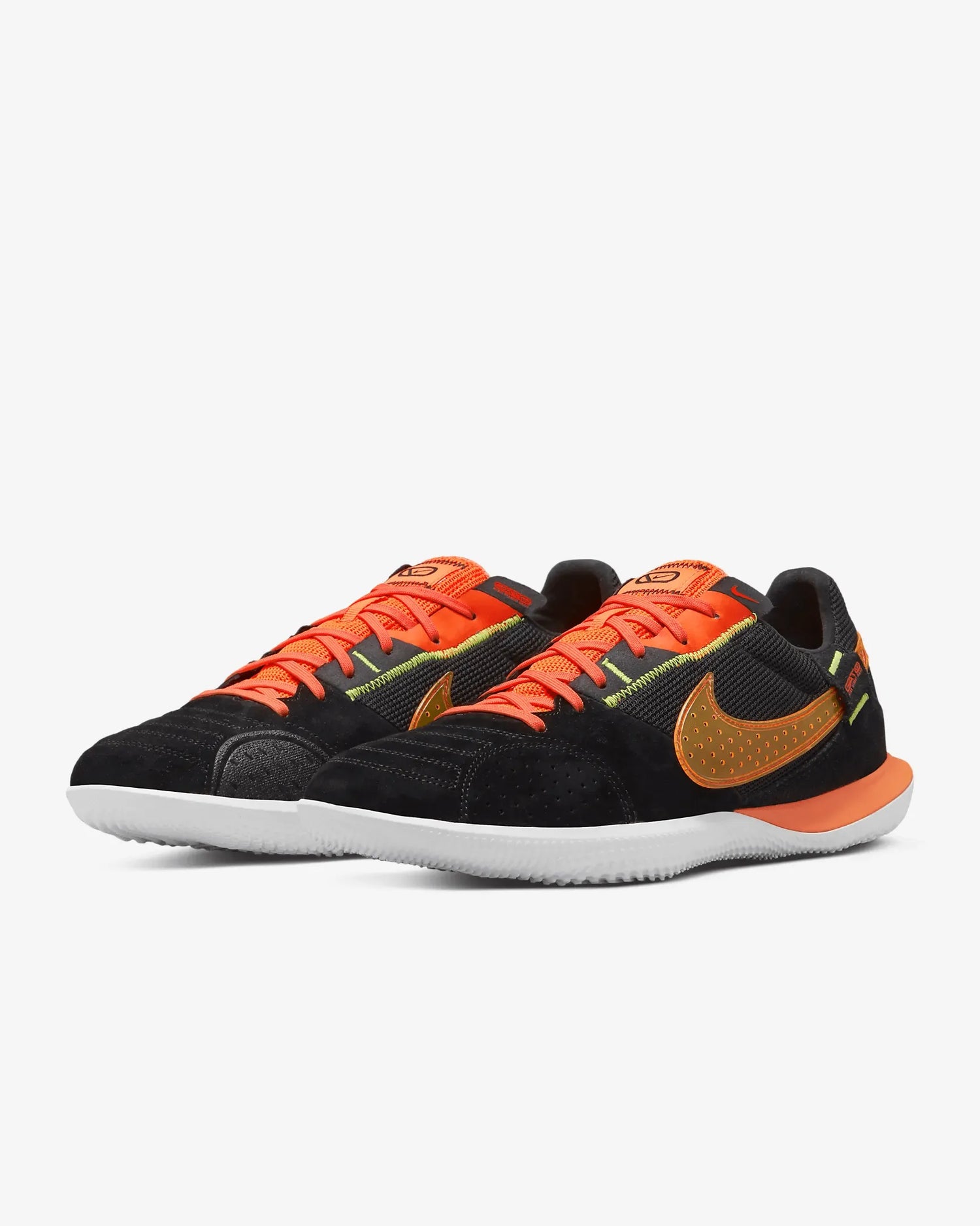 Nike Streetgato Indoor - Black-Total Orange (Pair - Diagonal)