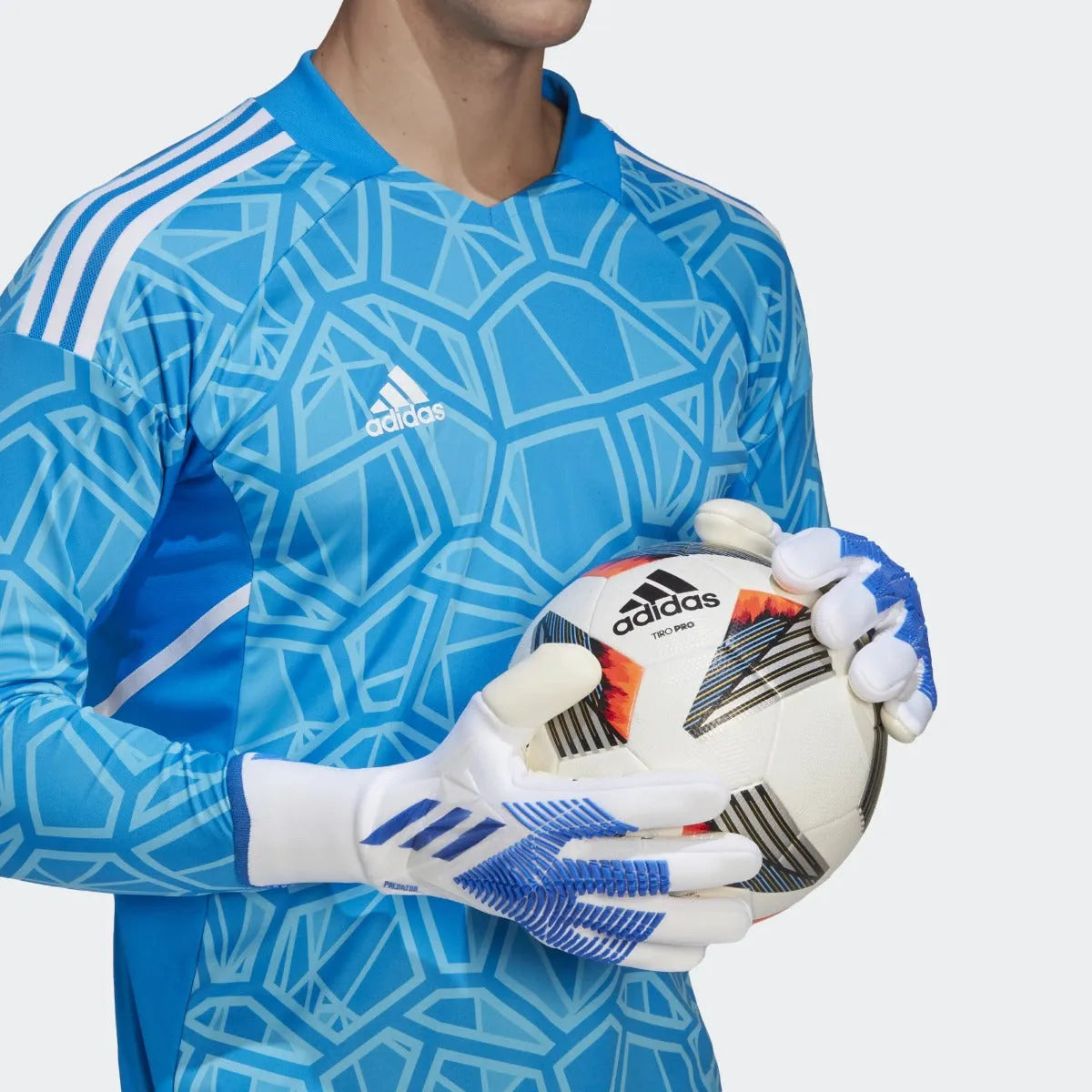adidas Predator GL Pro Goalkeeper Gloves - White-Hi Res Blue (Model 2)