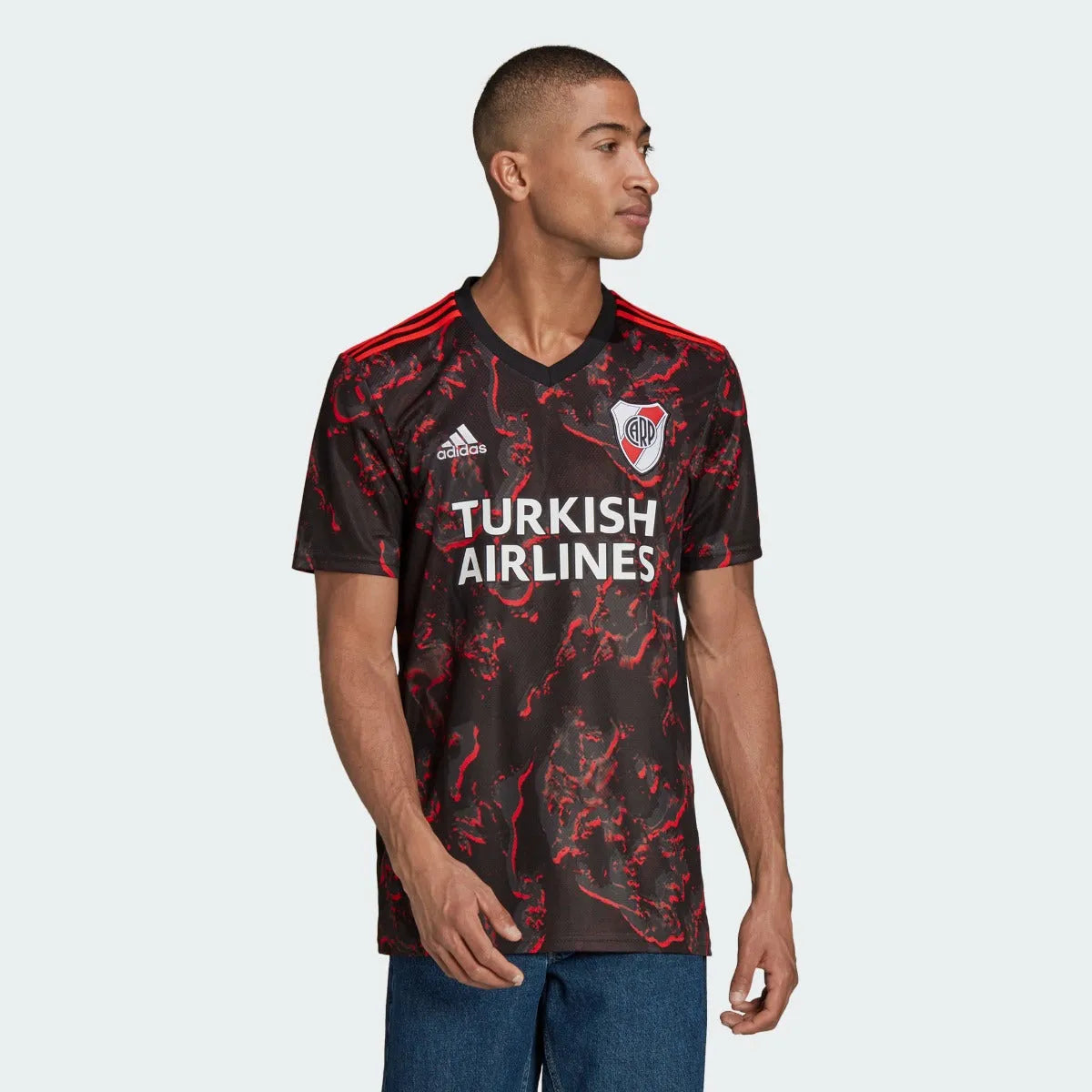 Adidas 21-22 River Plate  Away Jersey - Black-Red (Model - Front)