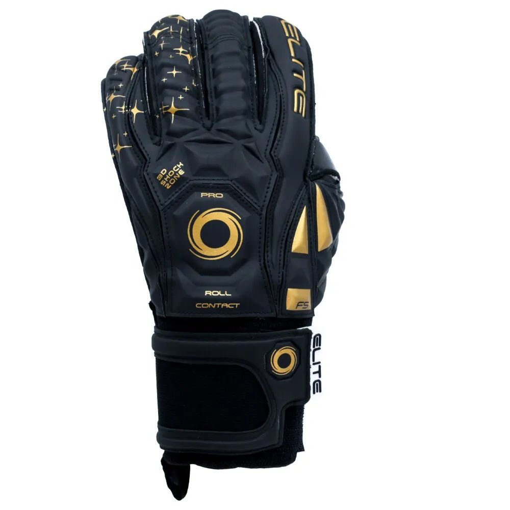 Elite Sport Black Real Goalkeeper Gloves - Black-Gold