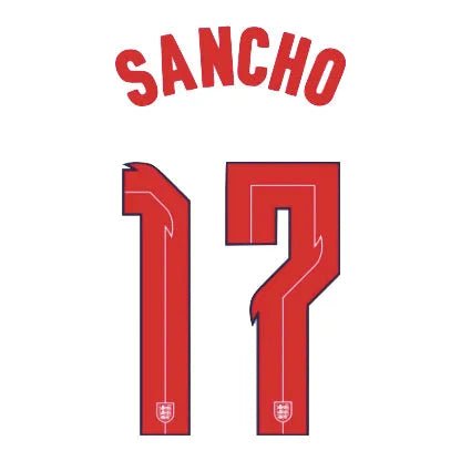 England 2020/22 Home Sancho #17 Jersey Name Set