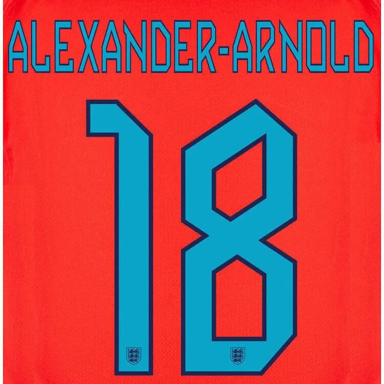 England 2022-23 Away Alexander-Arnold #18 Youth Jersey Name Set