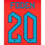 England 2022-23 Away Foden #20 Youth Jersey Name Set