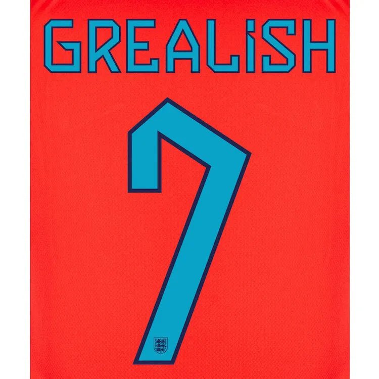 England 2022-23 Away Grealish #7 Jersey Name Set (Back)