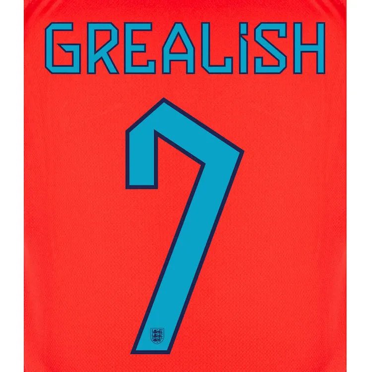 England 2022-23 Away Grealish #7 Youth Jersey Name Set (Back)