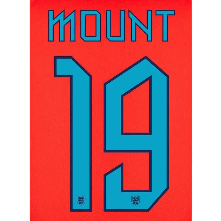 England 2022-23 Away Mount #19 Jersey Name Set (Back)