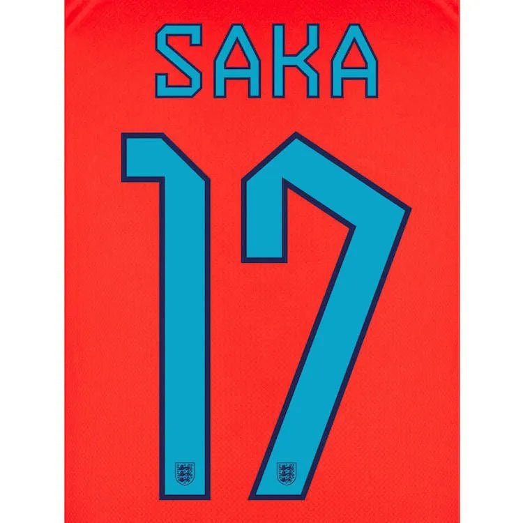 England 2022-23 Away Saka #17 Jersey Name Set