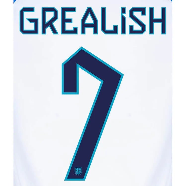 England 2022-23 Home Grealish #7 Jersey Name Set (Back)