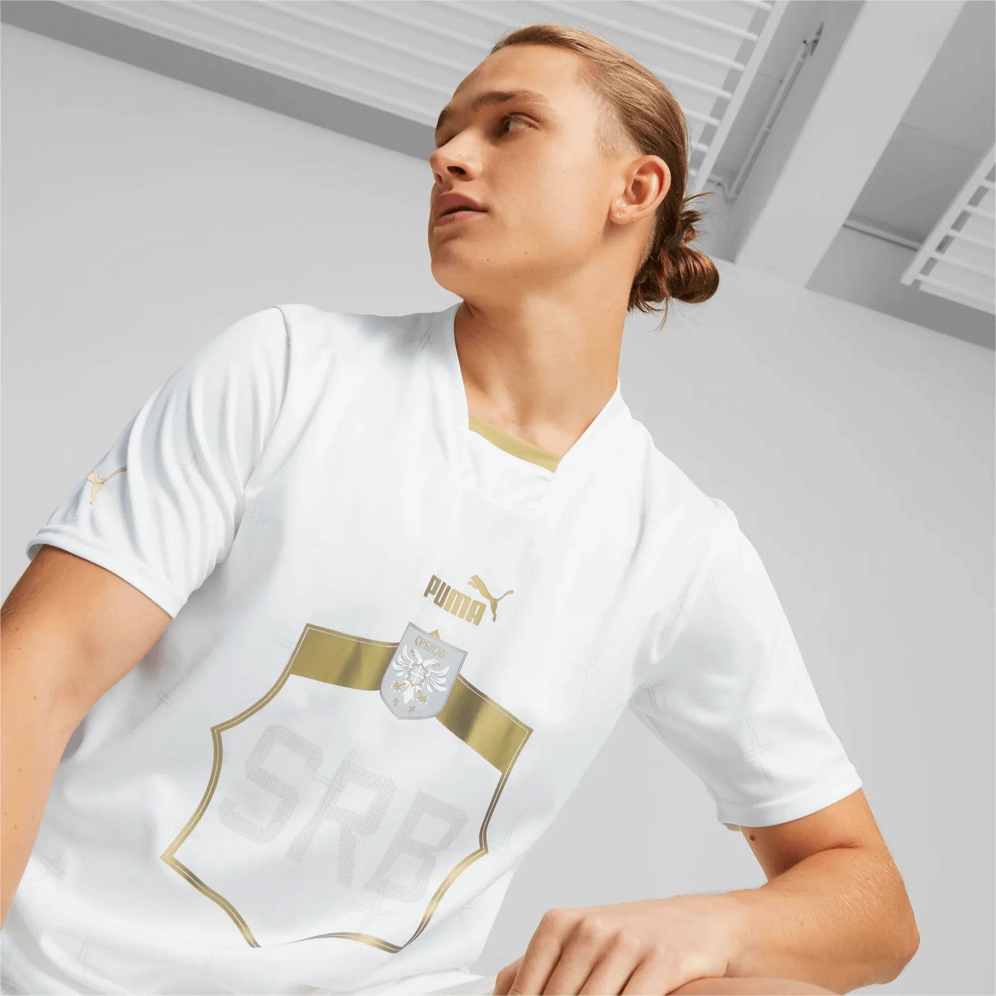 Puma 2022-23 Serbia Away Jersey White-Gold (Detail 1)