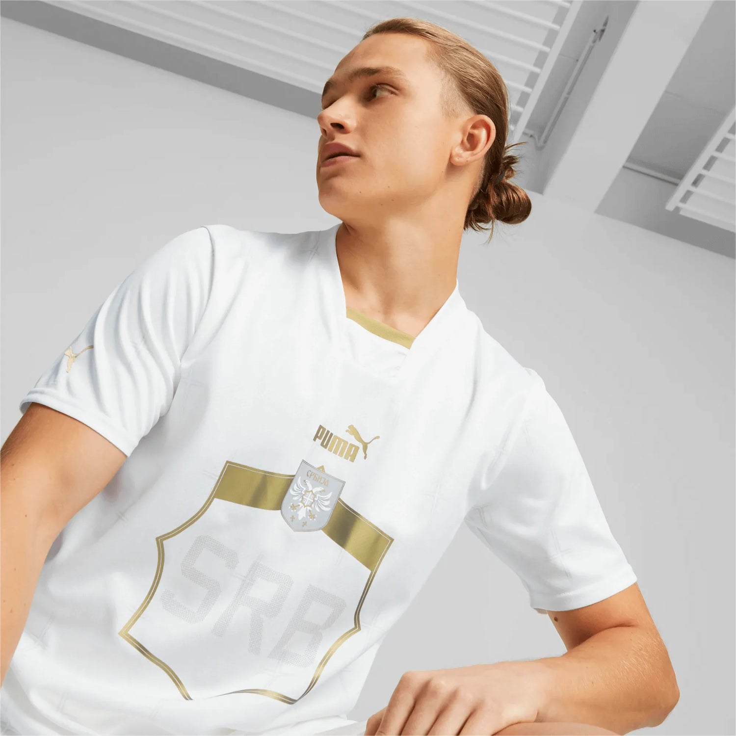 Puma 2022-23 Serbia Away Jersey White-Gold (Detail 1)