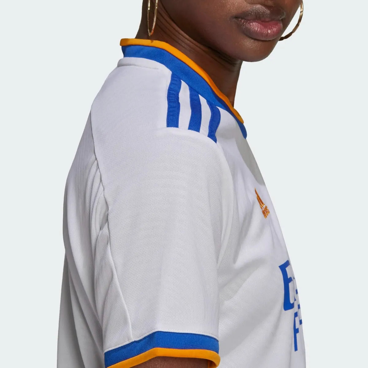 Adidas 2021-22 Real Madrid Women Home Jersey - White-Blue-Orange (Detail 2)