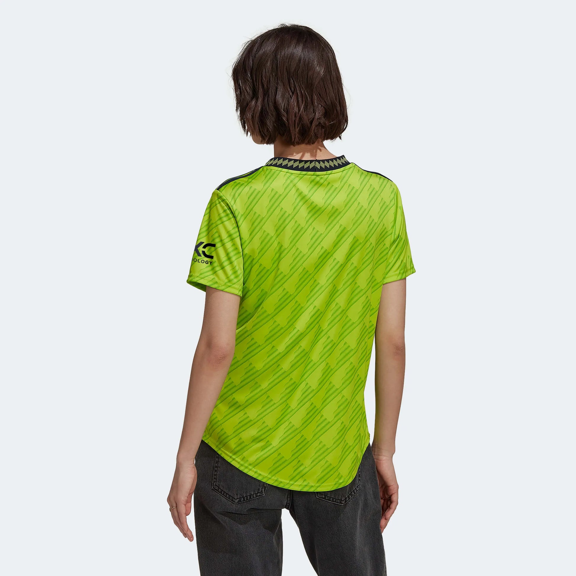 adidas 2022-23 Manchester United Women's Third Jersey - Solar Slime (Model - Back)