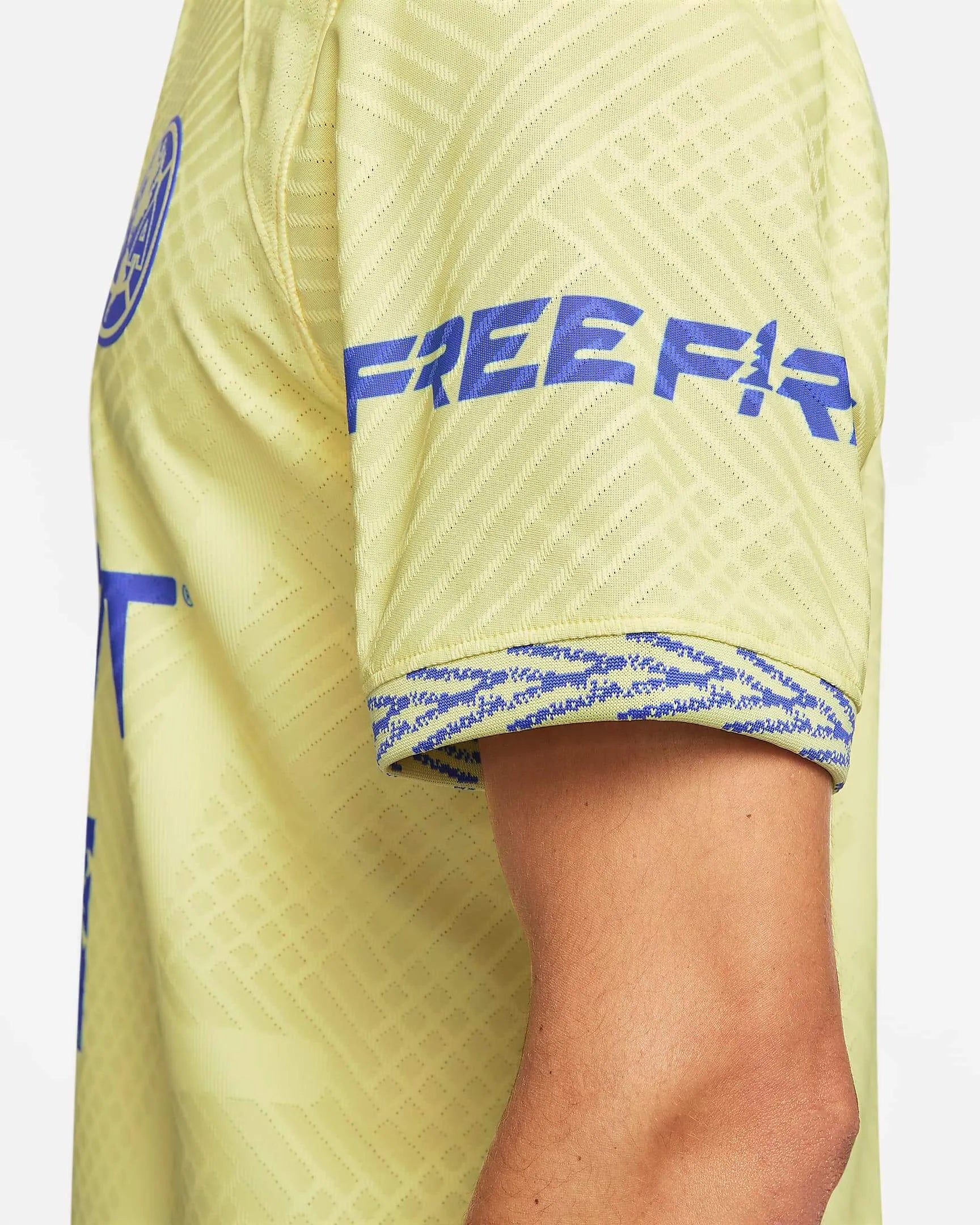 Nike 2022-23 Club America Authentic Home Jersey - Lemon-Blue (Detail 3)