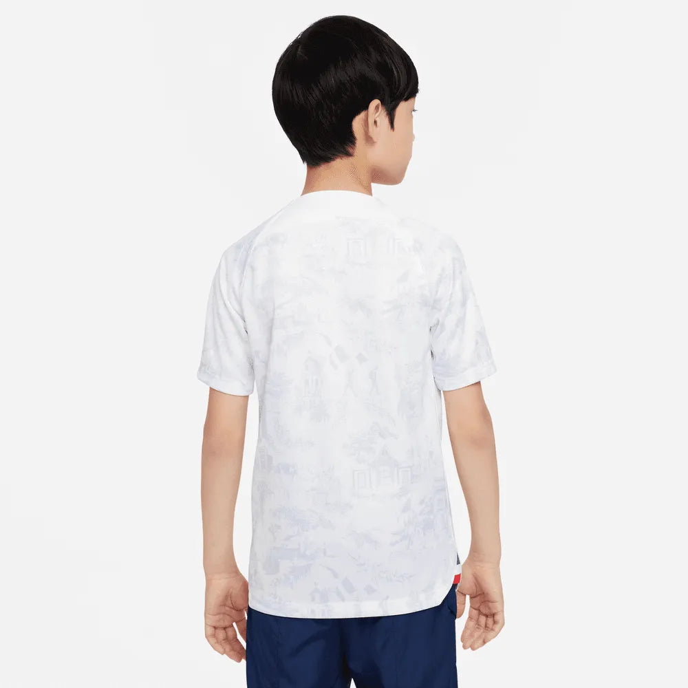 Nike 2022-23 France Away Youth Jersey White-Royal (Model - Back)