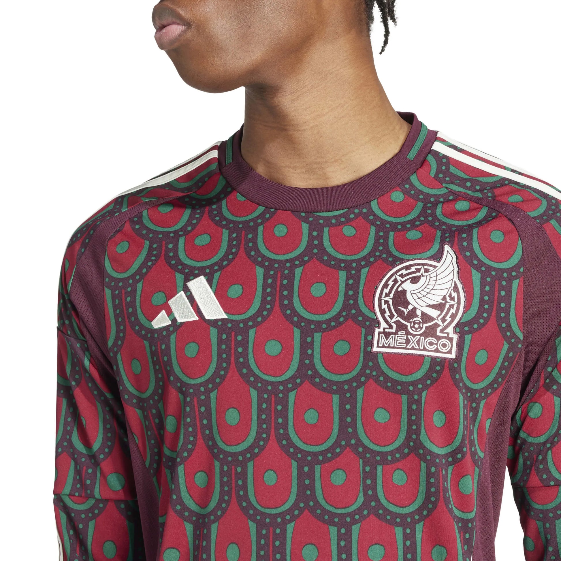 adidas 2024-25 Mexico Men's Stadium Home Long-Sleeve Jersey (Detail 1)