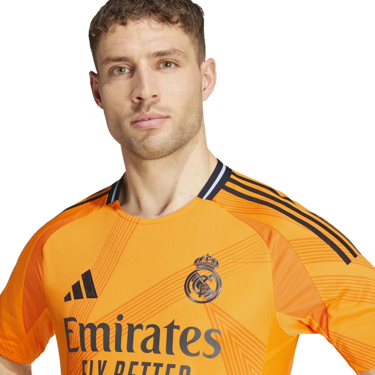 adidas 2024-25 Real Madrid Men's Authentic Away Jersey Crew Orange (Detail 1)