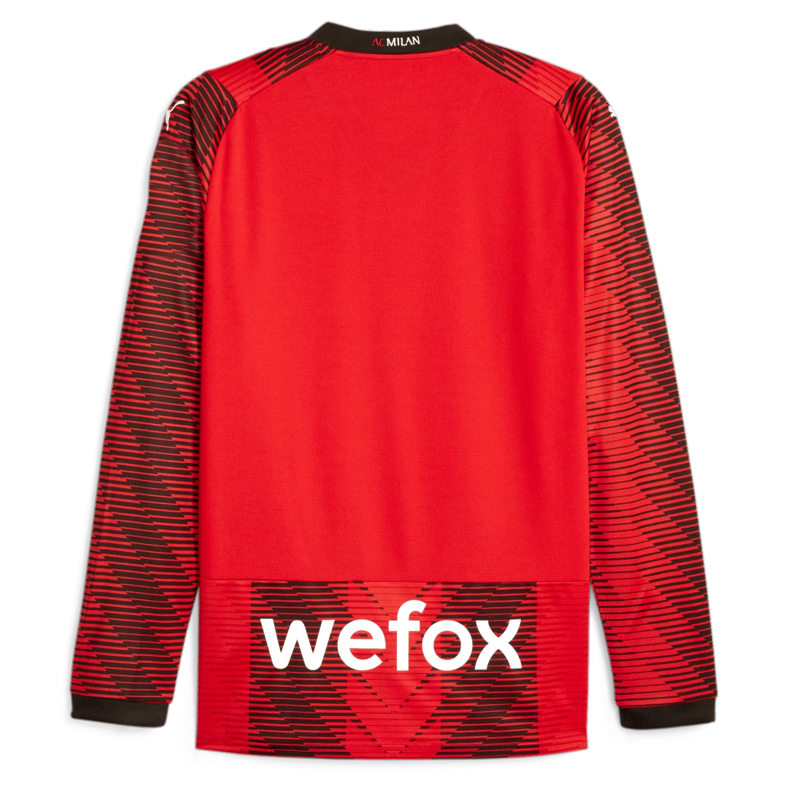 Puma 2023-24 AC Milan Men's Stadium Home Long-Sleeve Jersey (Back)
