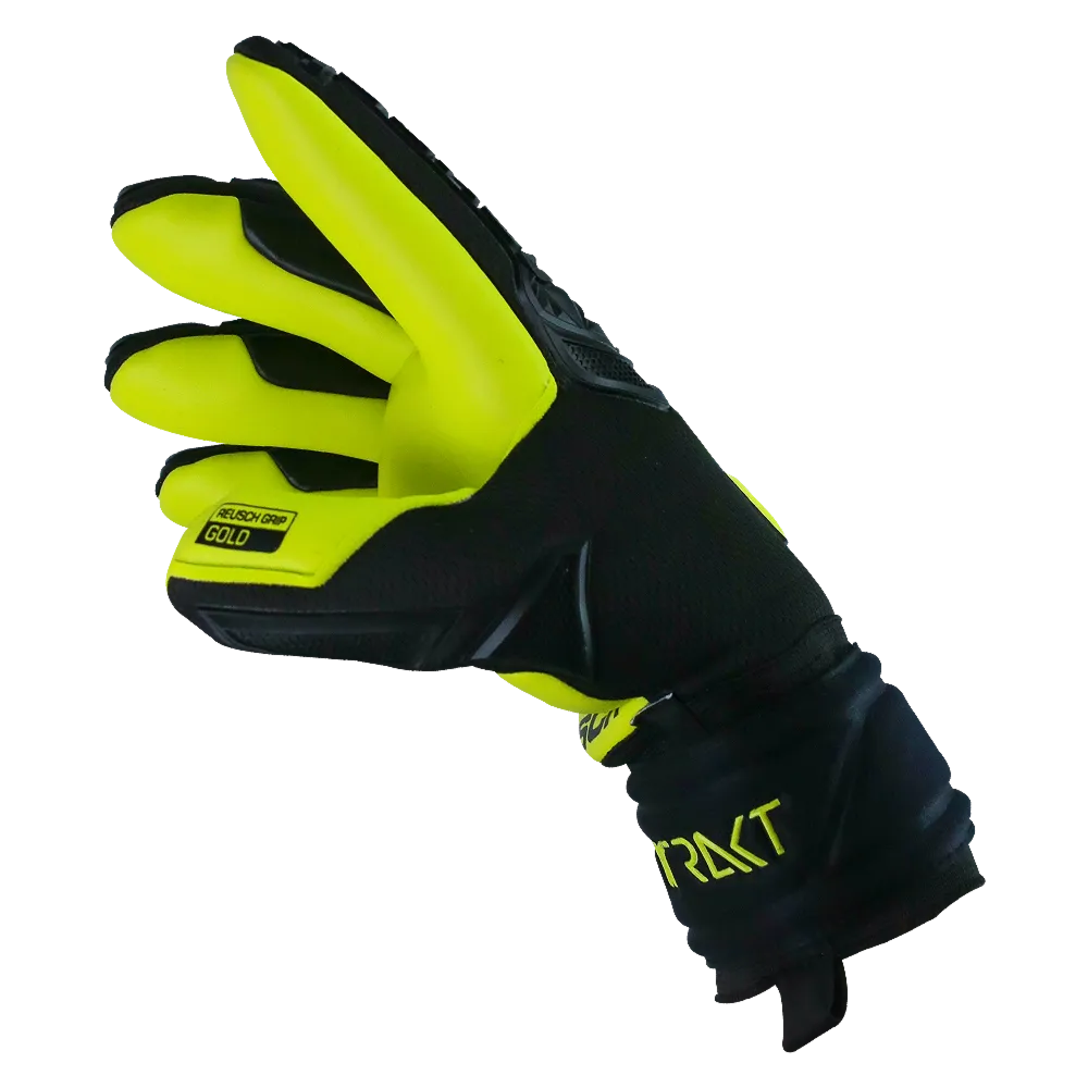 Reusch Freegel Gold Finger Support Goalkeeper Gloves - Black-Lime Green (Single - Side 2)
