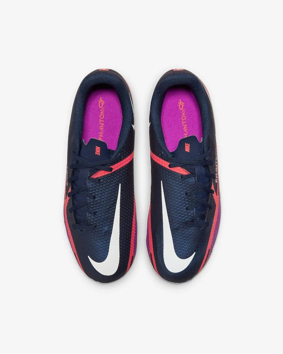 Nike JR Phantom GT2 Academy FG-MG - Navy-Purple-Crimson (Pair - Top)
