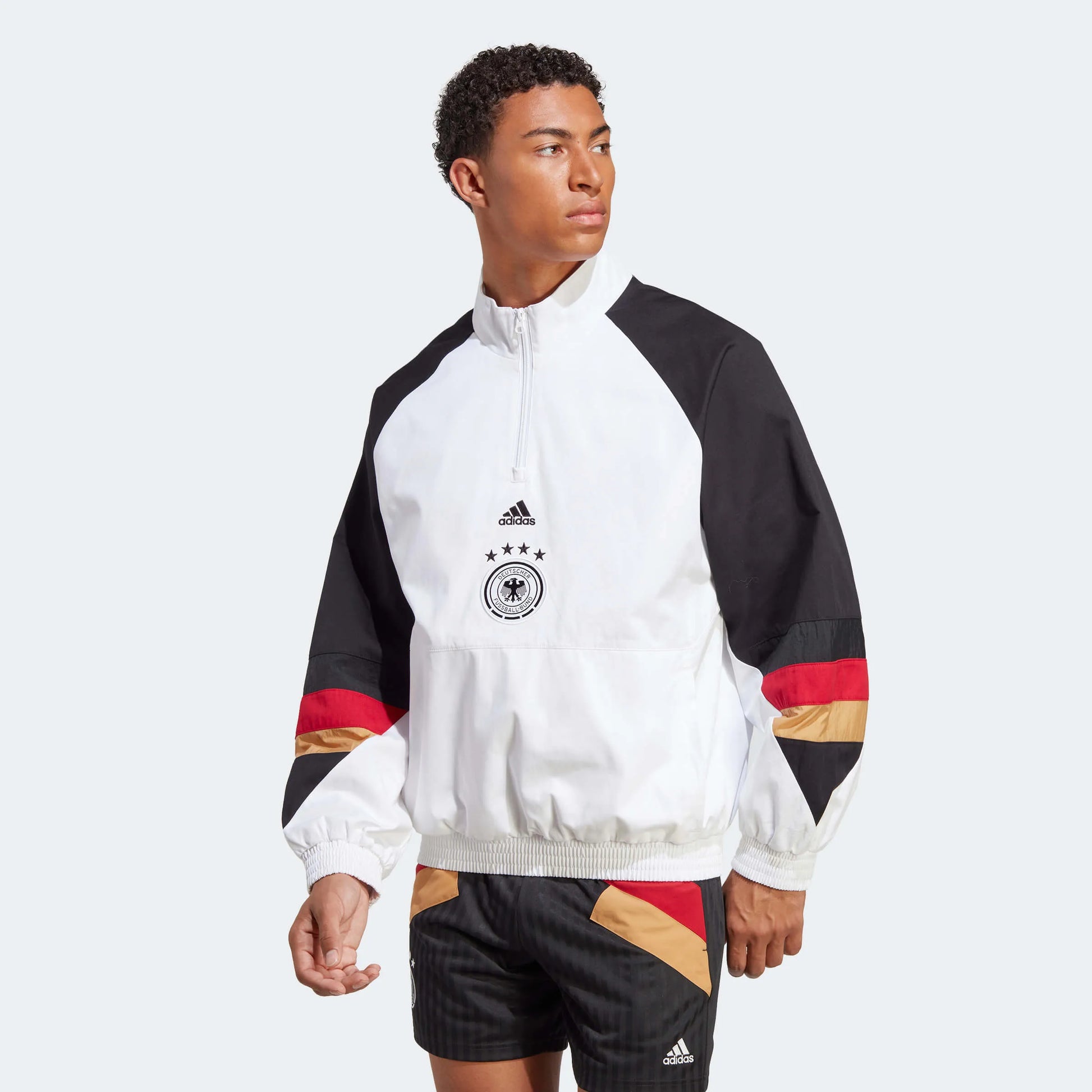 adidas 2022-23 Germany Icon Jacket - Black-White (Model - Front)
