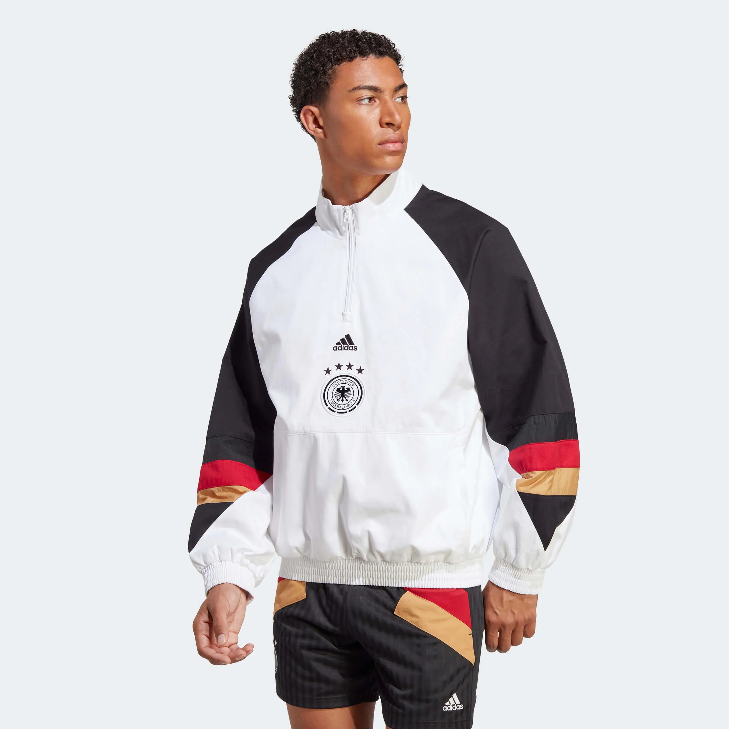 adidas 2022-23 Germany Icon Jacket - Black-White (Model - Front)