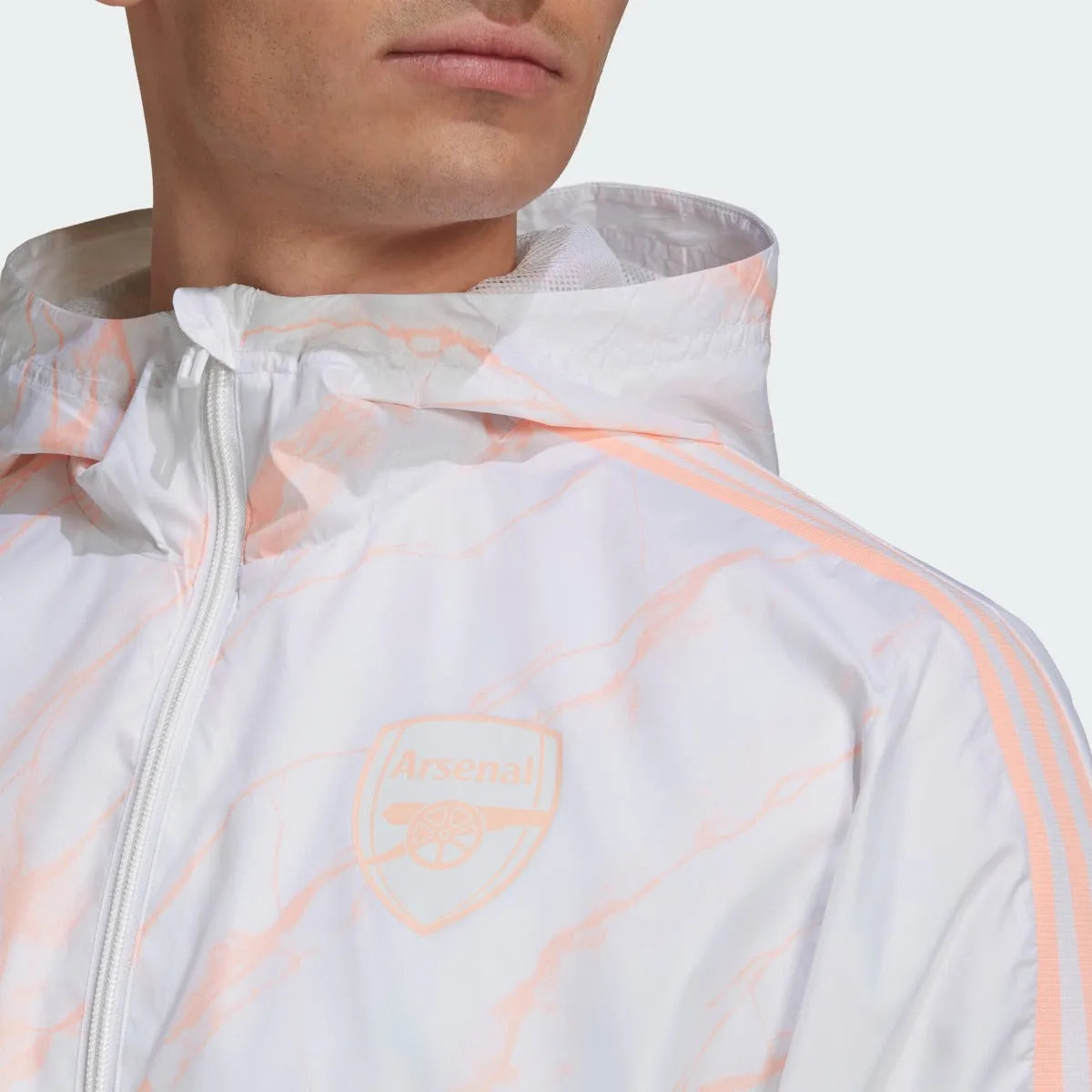 Adidas 2021 Arsenal Windbreaker Jacket - White-Light Orange (Detail 1)