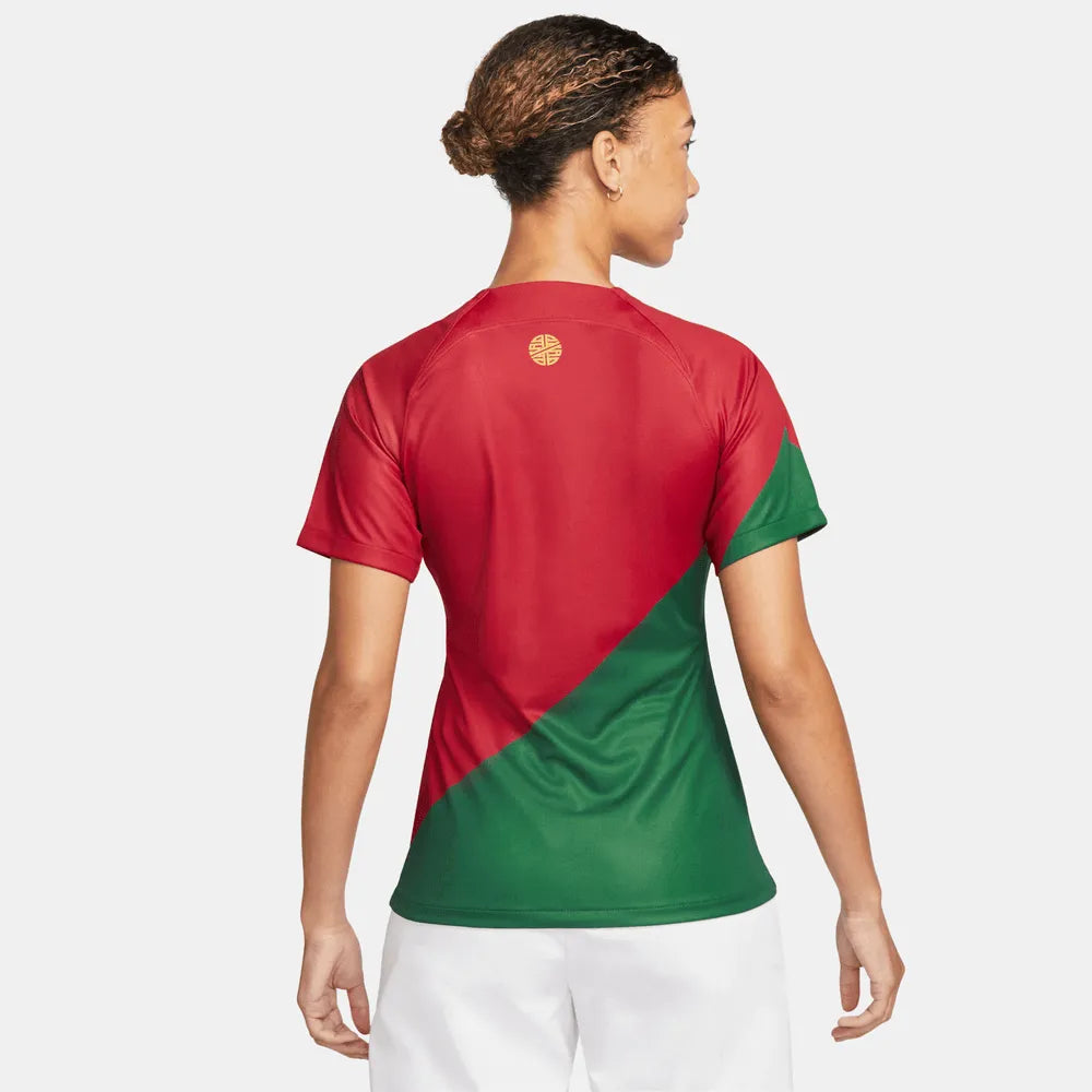 Nike 2022-23 Portugal Women's Stadium Home Jersey - Red-Green (Model - Back)