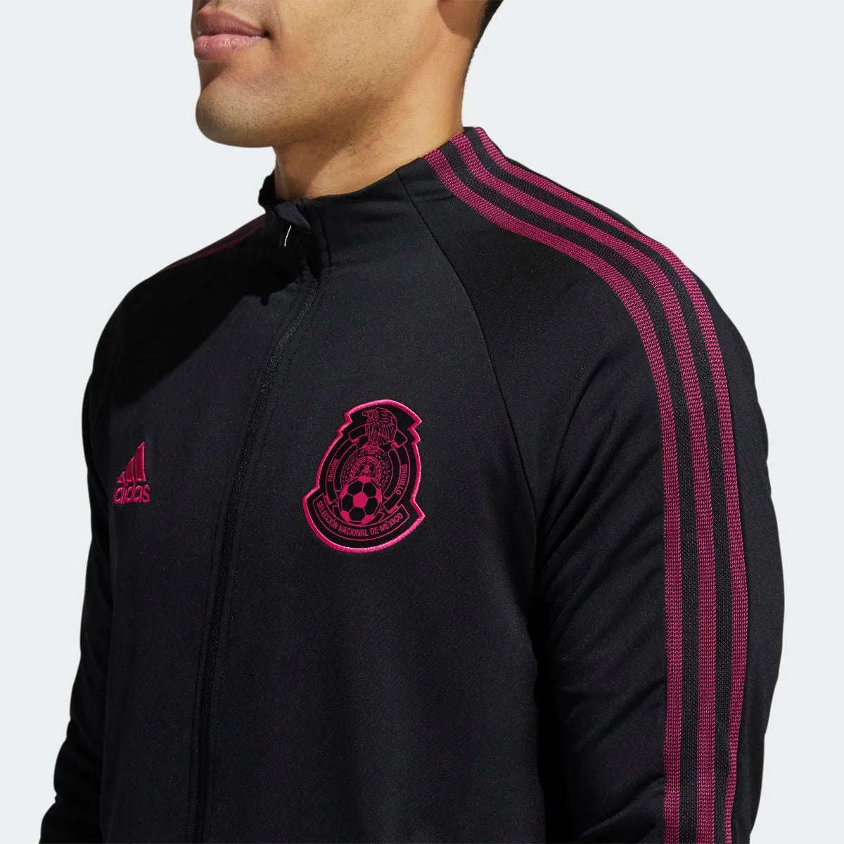 adidas 2020-21 Mexico Anthem Jacket - Black-Pink (Detail 1)