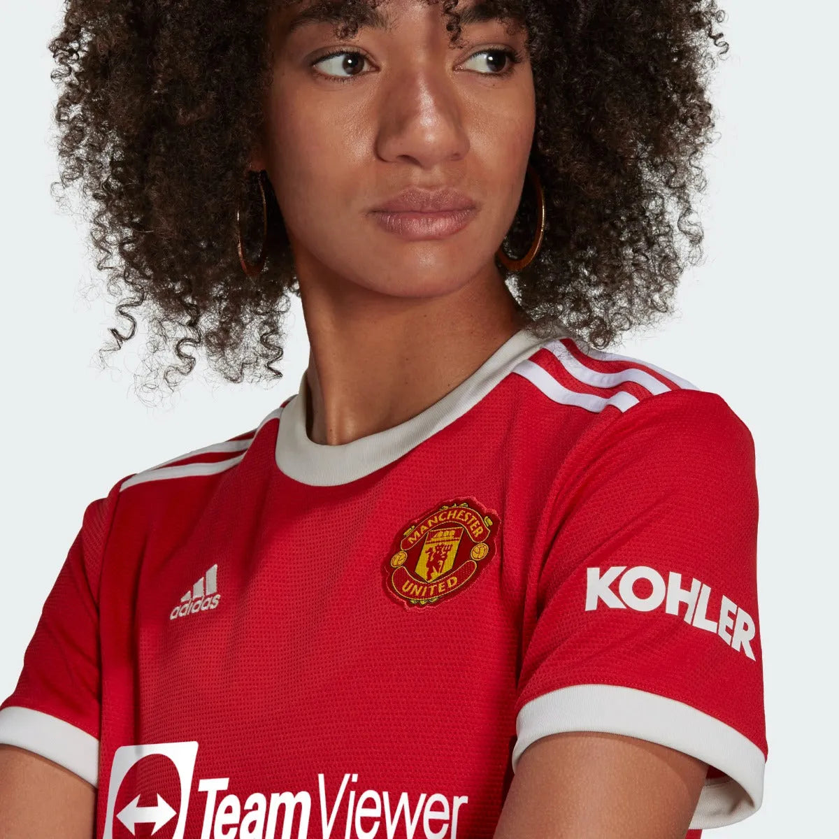 Adidas 2021-22 Manchester United Women Home Jersey - Red (Detail 1)