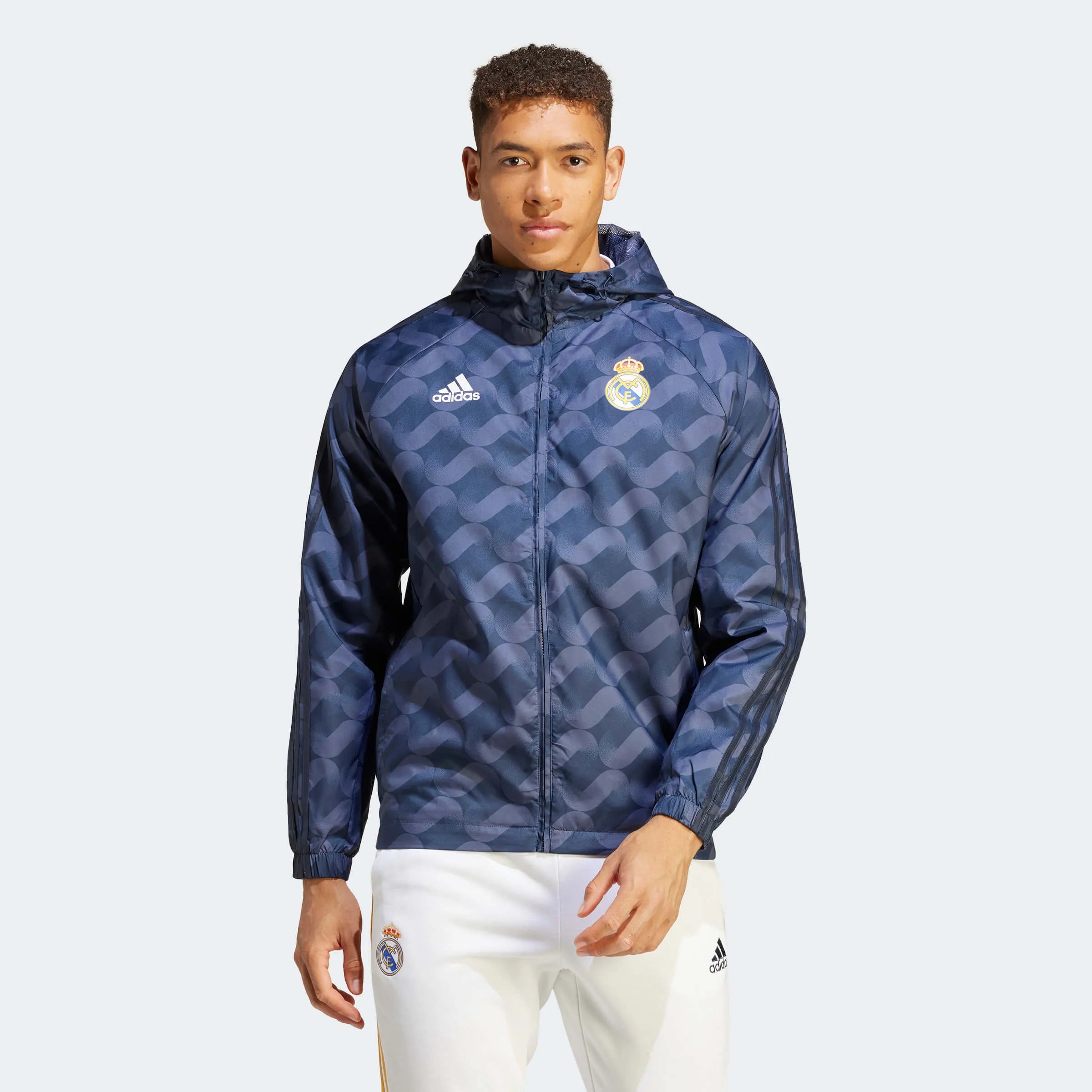 adidas 2023-24 Real Madrid Men's DNA Windbreaker Hoodie (Model - Front)