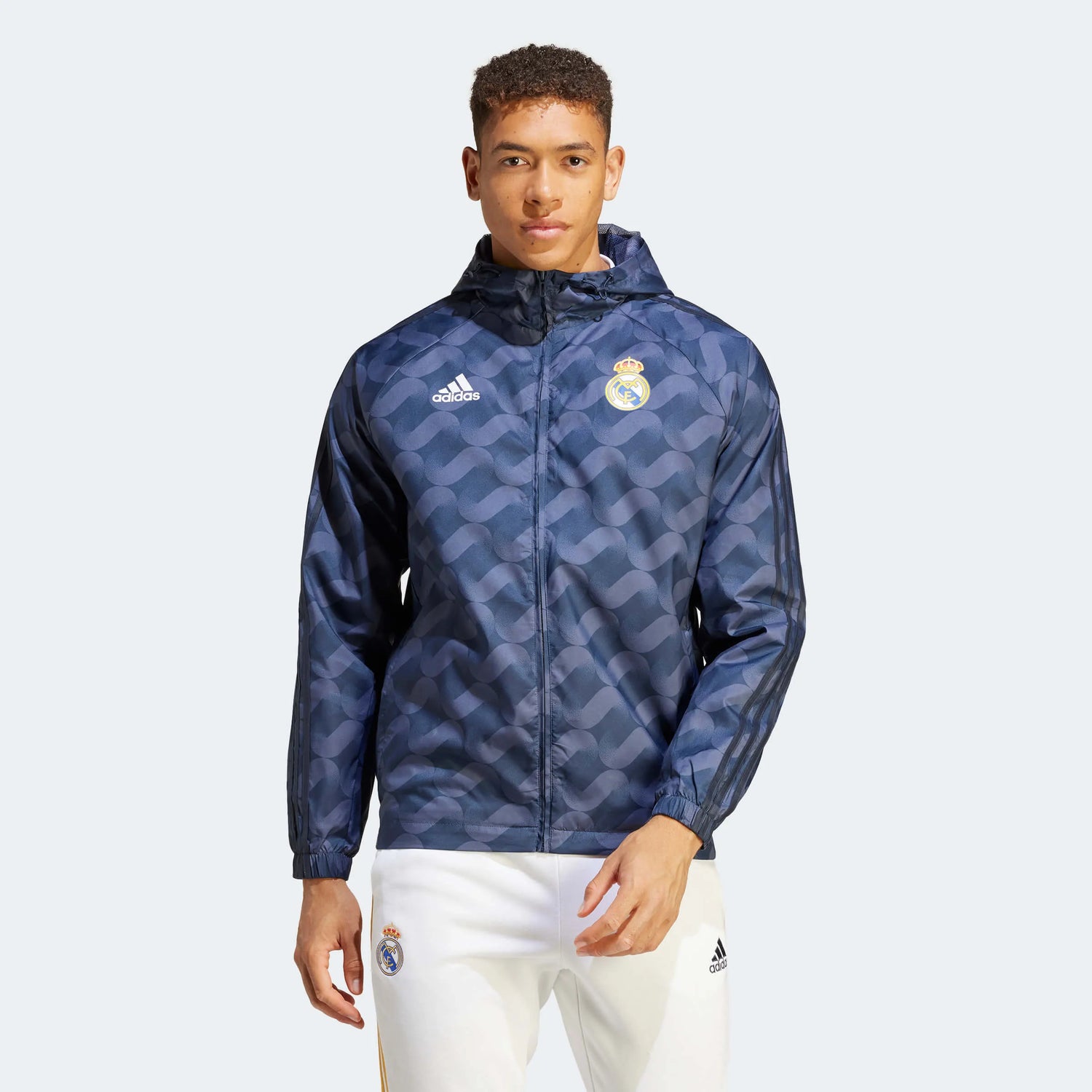 adidas 2023-24 Real Madrid Men's DNA Windbreaker Hoodie (Model - Front)