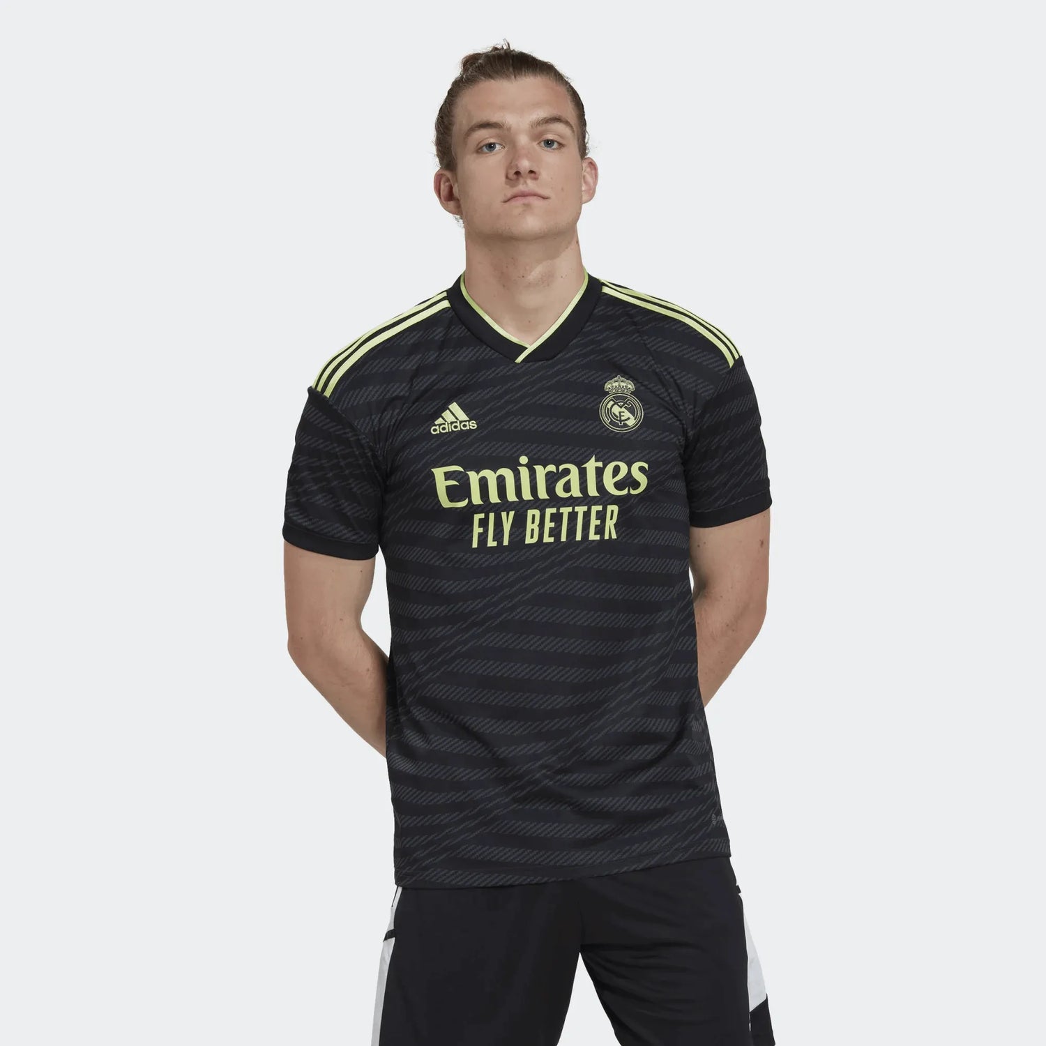 adidas 2022-23 Real Madrid Third Jersey - Black (Model - Front)