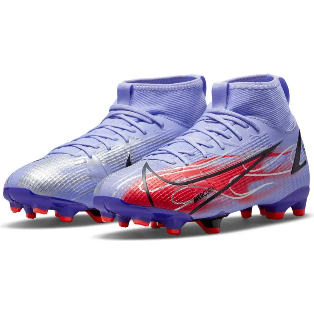 Nike JR Superfly 8 Academy KM FG-MG - Light Thistle-Bright Crimson (Pair - Diagonal)