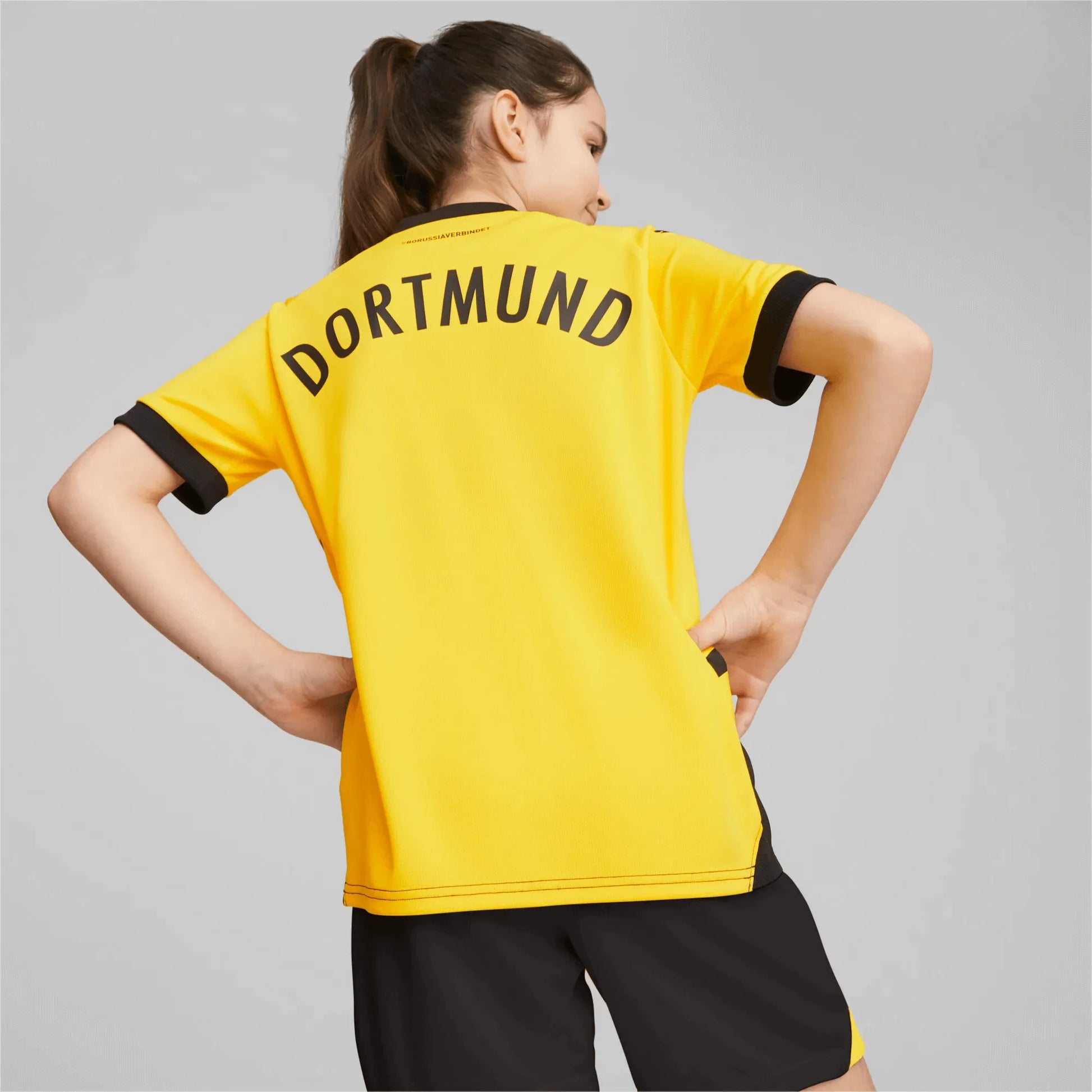 Puma 2023-24 Borussia Dortmund Youth Stadium Home Jersey (Model - Back)