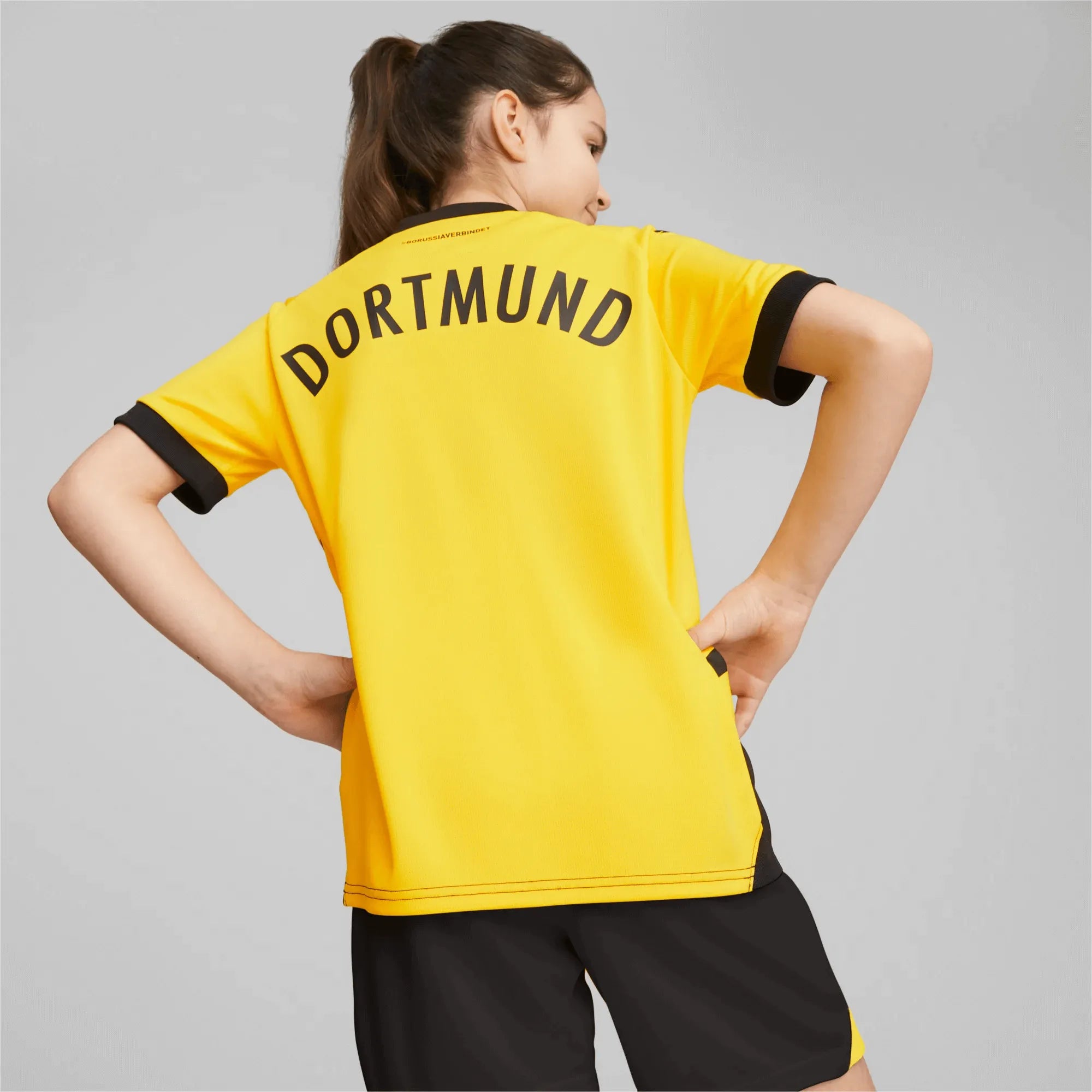 Puma 2023-24 Borussia Dortmund Youth Stadium Home Jersey (Model - Back)