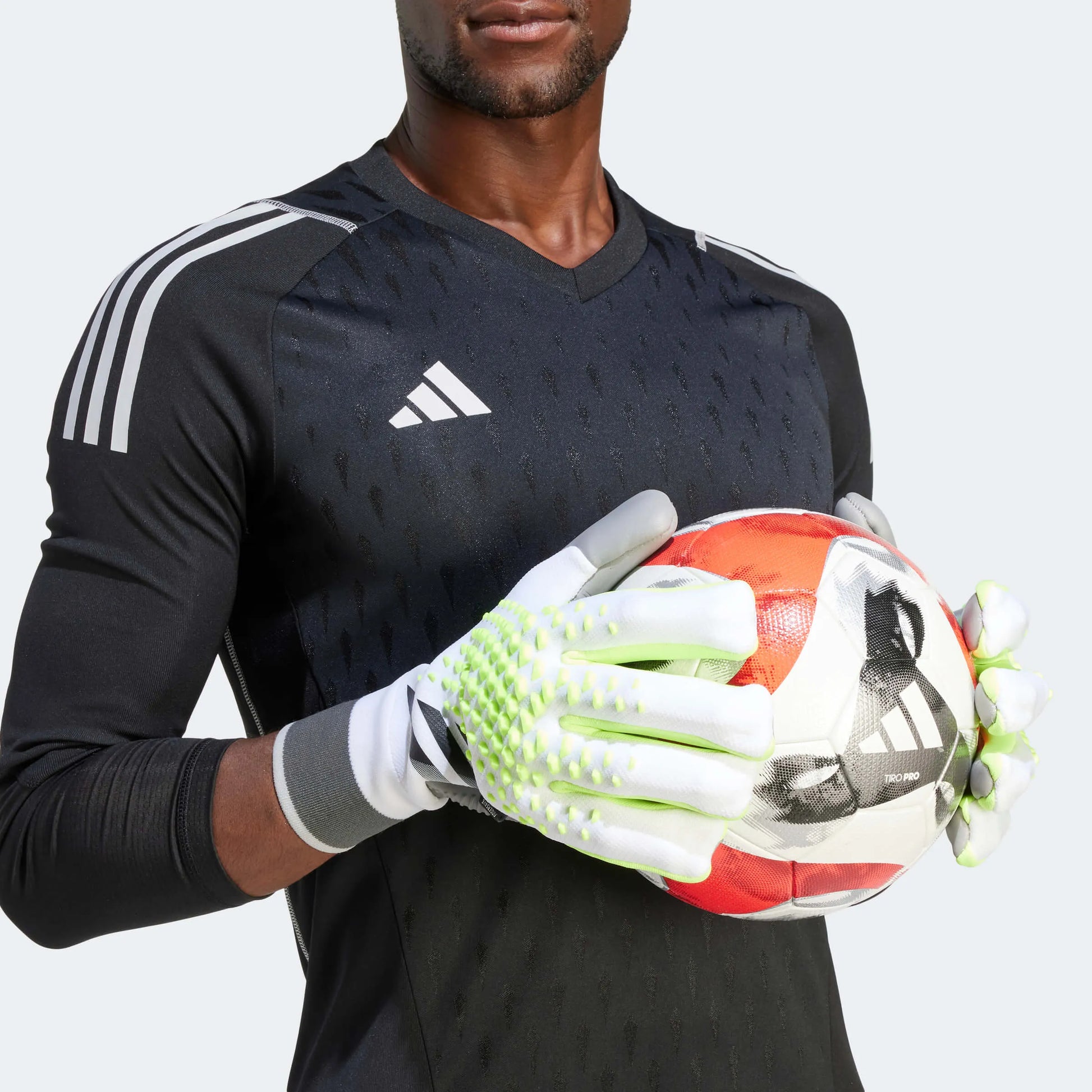 adidas Predator GL Pro Fingersave Goalkeeper Gloves White-Lucid Lemon-Black (Model 1)
