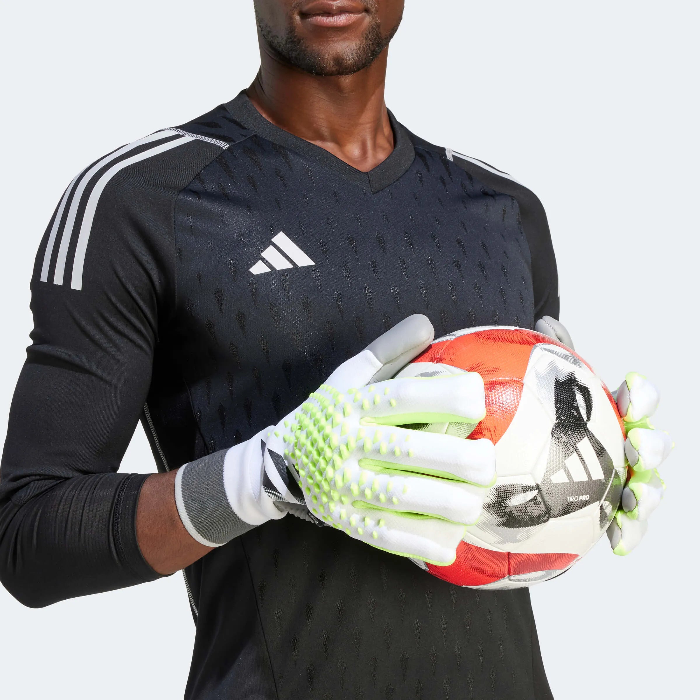 adidas Predator GL Pro Fingersave Goalkeeper Gloves White-Lucid Lemon-Black (Model 1)