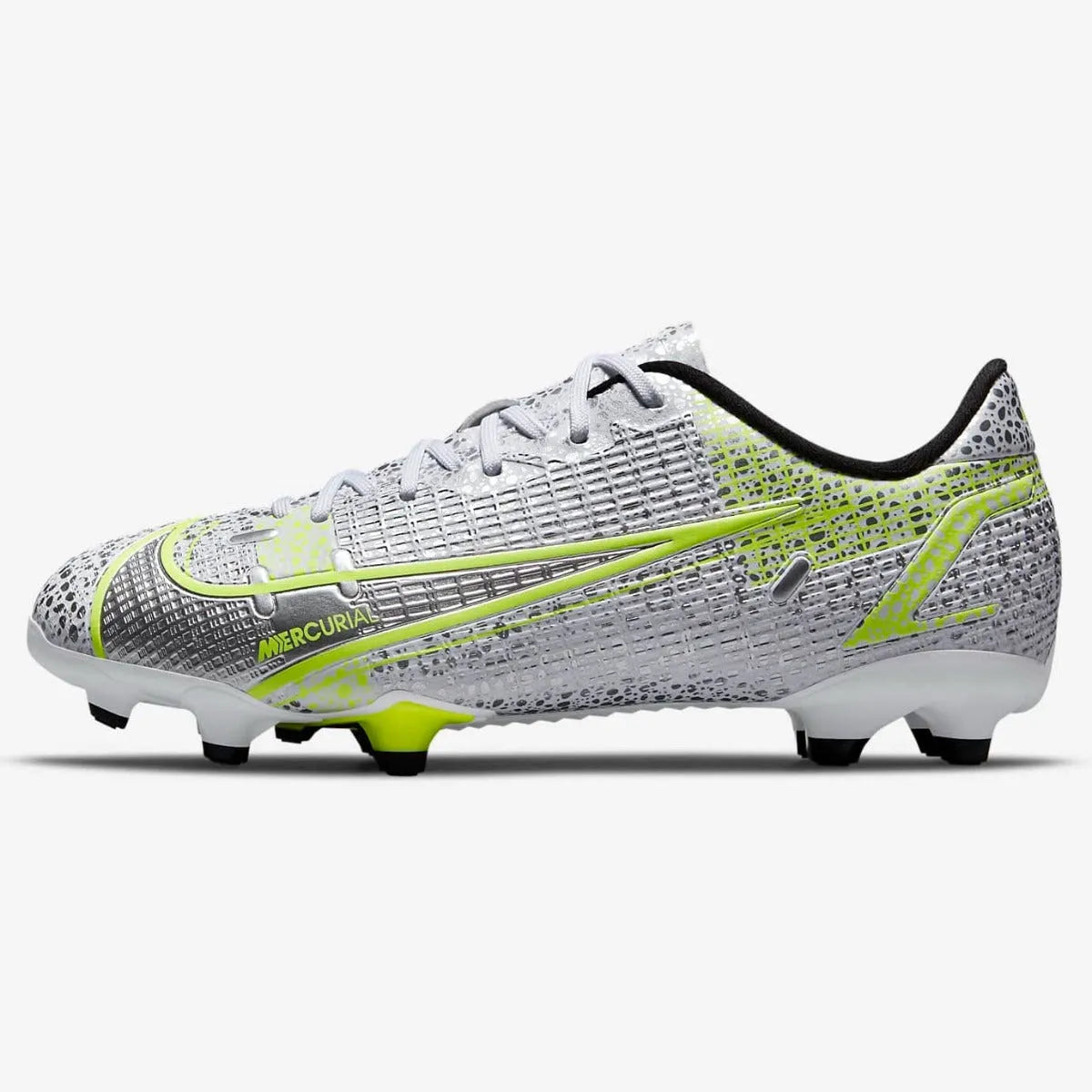 Nike JR Vapor 14 Academy FG-MG - White-Grey-Volt (Side 1)