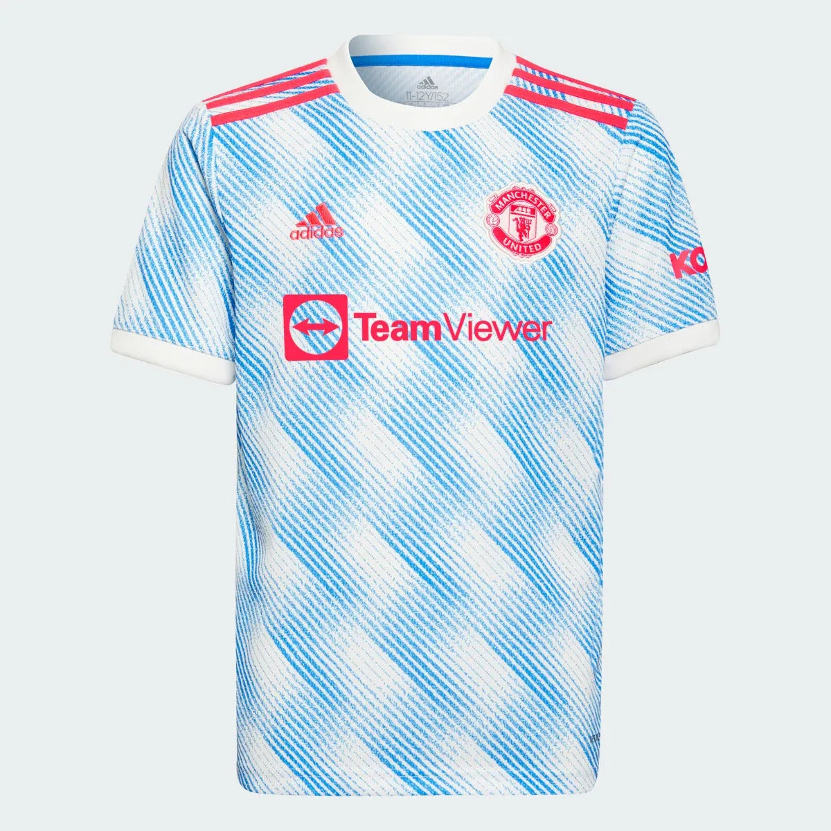 Adidas 2021-22 Manchester United Youth Away Jersey - White-Royal (Front)