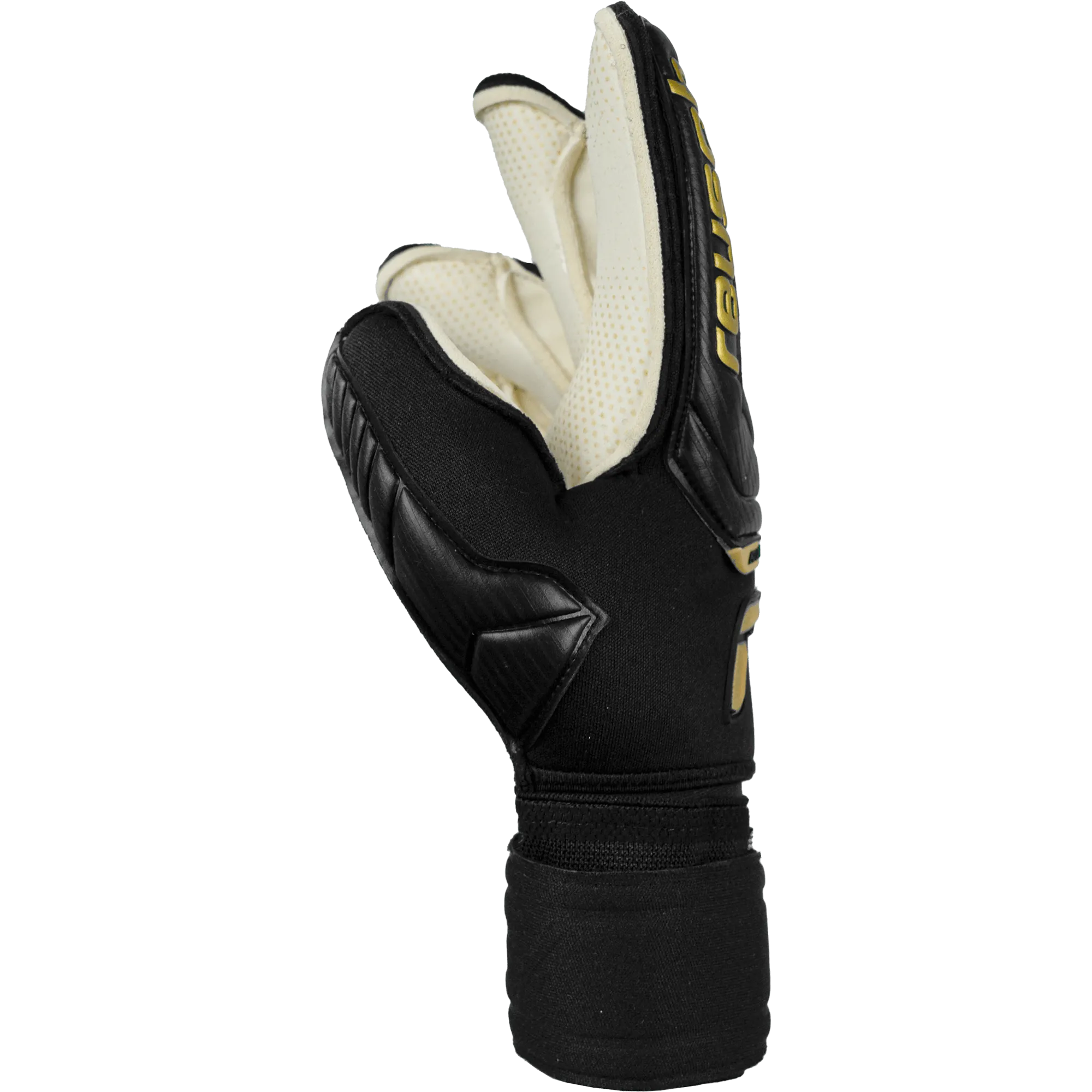 Reusch Attrakt Gold X Glueprint Ortho-Tec Goalkeeper Gloves - Black-Gold (Single - Side)