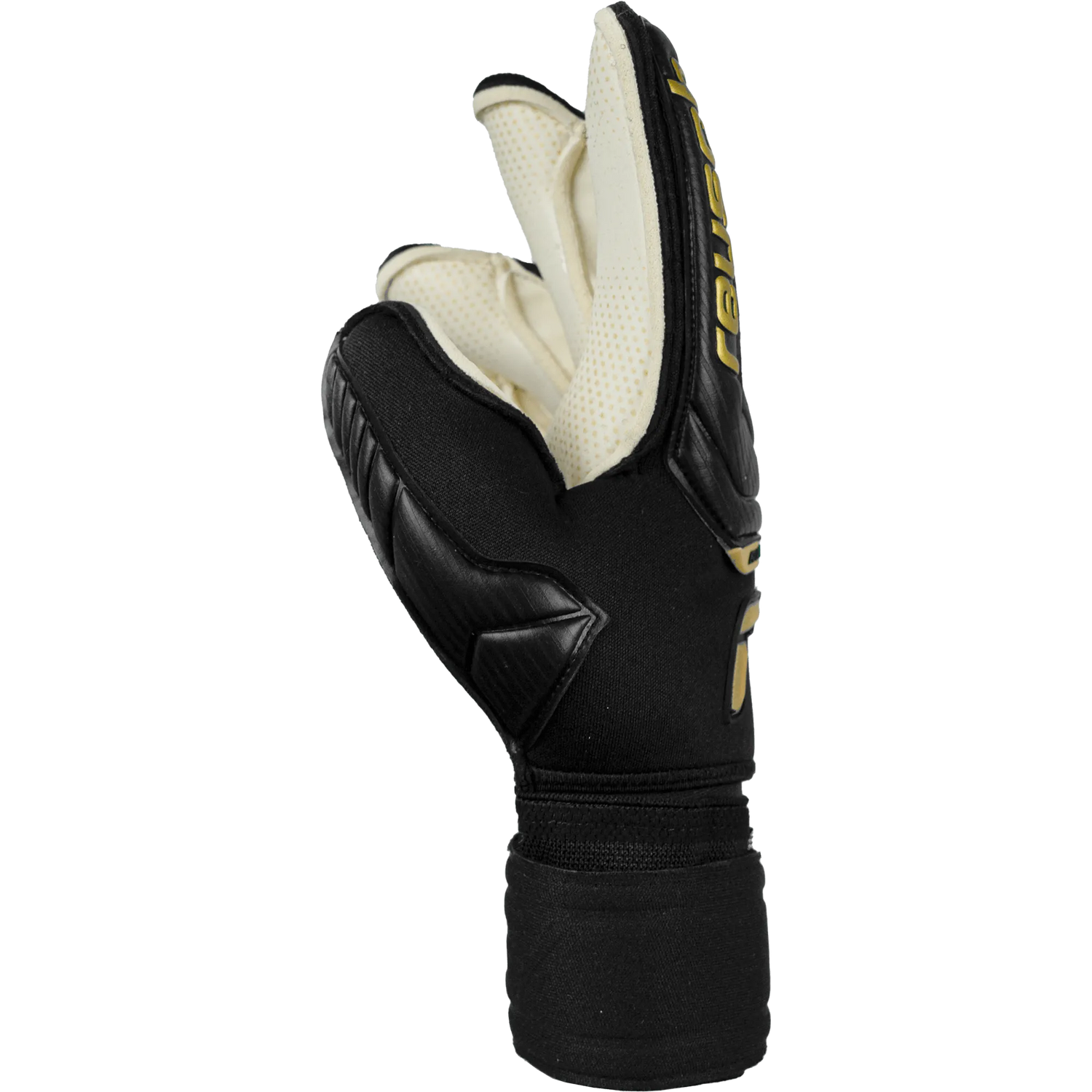 Reusch Attrakt Gold X Glueprint Ortho-Tec Goalkeeper Gloves - Black-Gold (Single - Side)