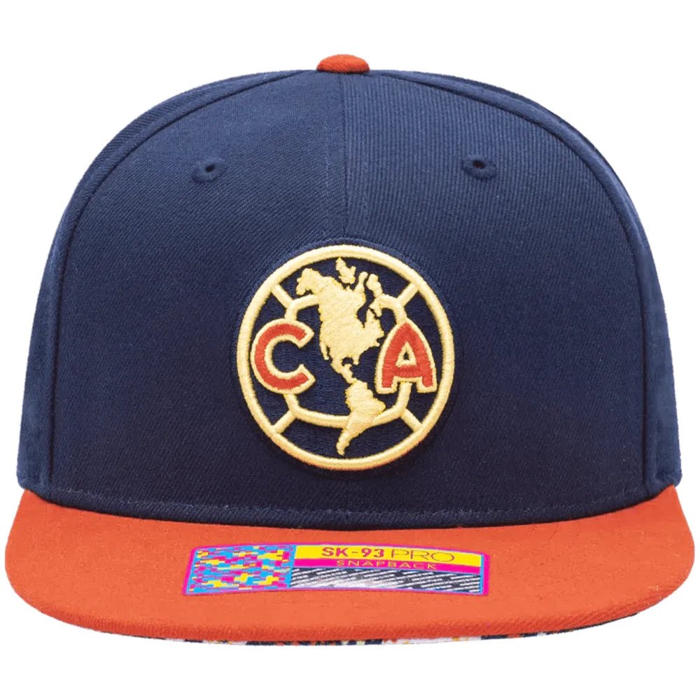 Fan Ink Collection Club America Day of the Dead Snapback Hat - Navy-Orange