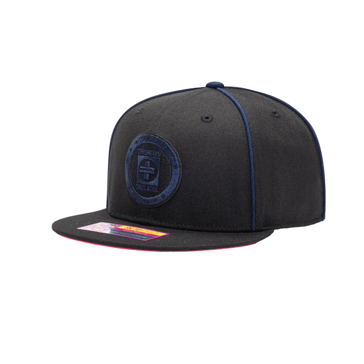 FI Collection Cruz Azul Cali Night Snapback Hat - Black-Blue (Diagonal 1)