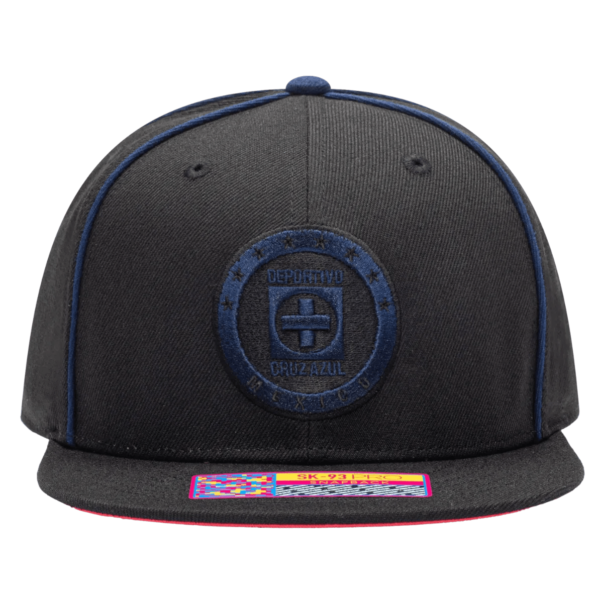 FI Collection Cruz Azul Cali Night Snapback Hat - Black-Blue (Front)