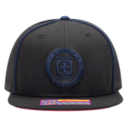 FI Collection Cruz Azul Cali Night Snapback Hat - Black-Blue (Front)