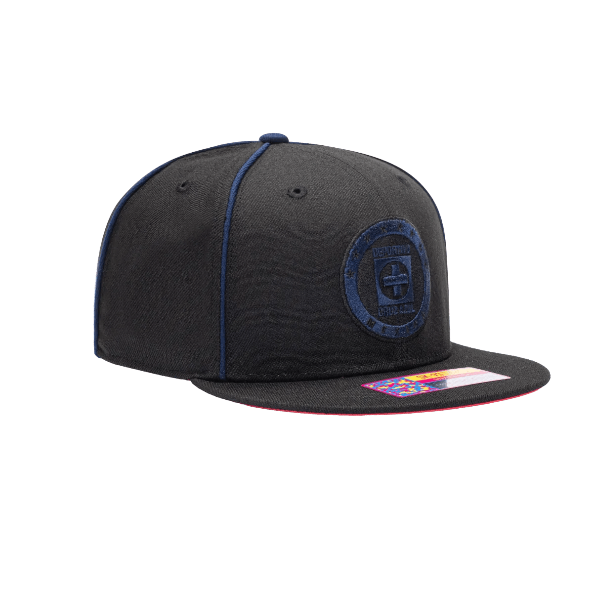 FI Collection Cruz Azul Cali Night Snapback Hat - Black-Blue (Diagonal 2)