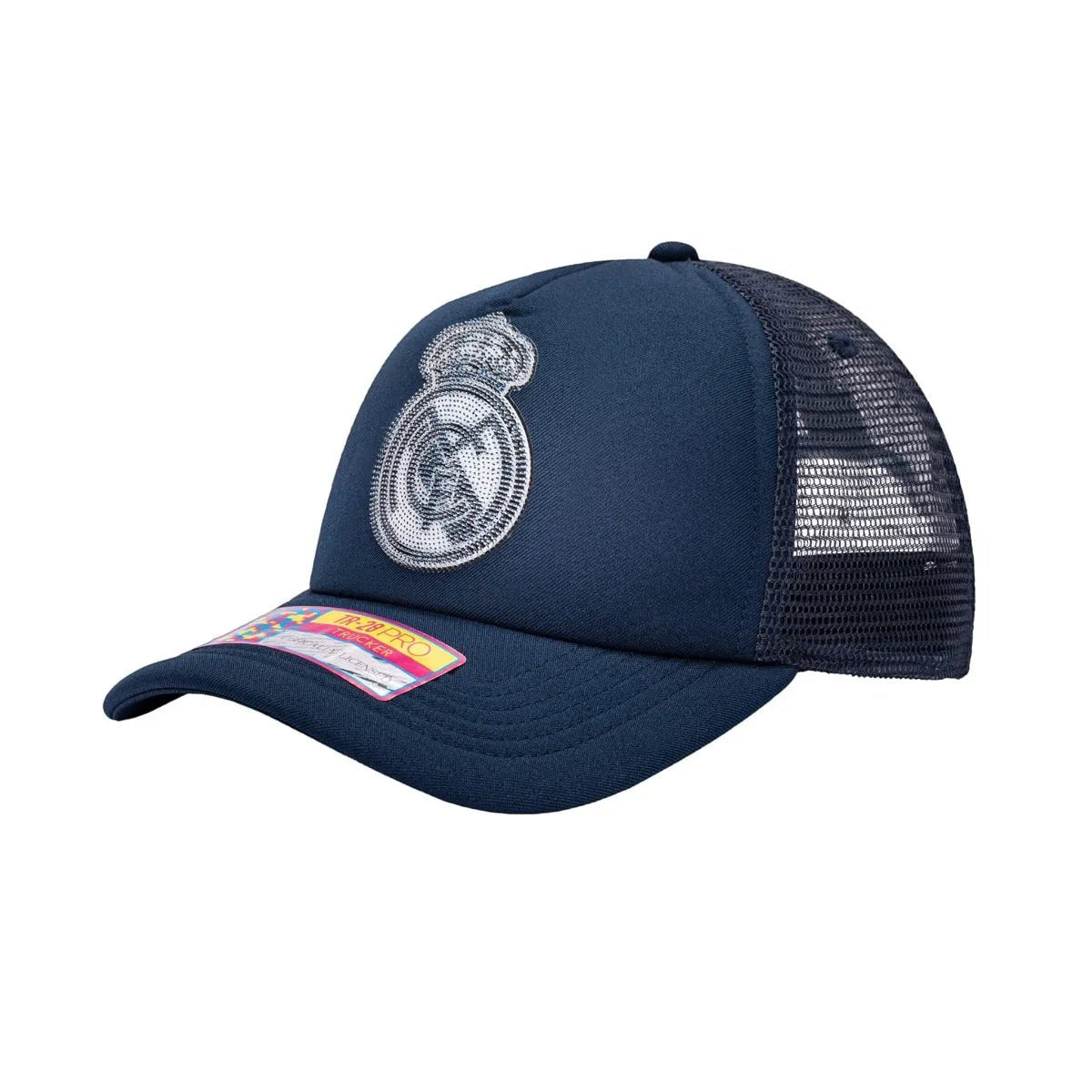 FI Collection Real Madrid Shield Trucker Hat - Navy (Diagonal 1)