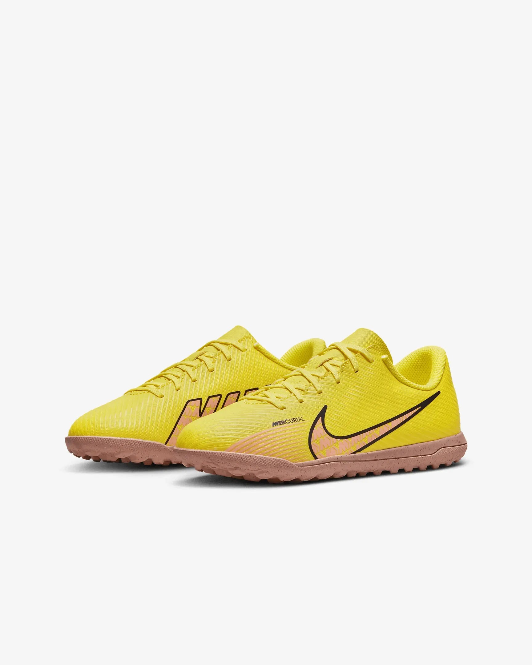 Nike Jr Vapor 15 Club Turf - Yellow Strike-Sunset Glow (Pair - Diagonal)