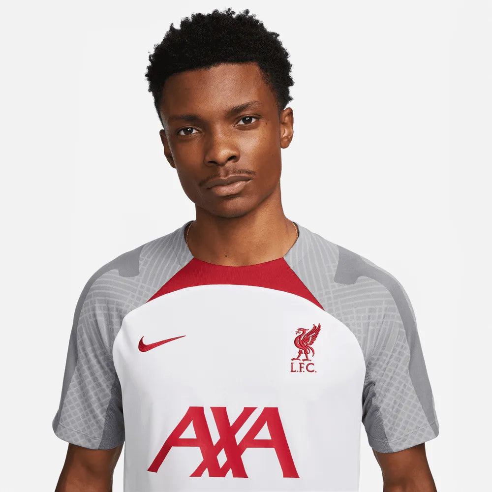 Nike 2022-23 Liverpool FC Strike Training Jersey - White-Grey-Tough Red (Detail 1)