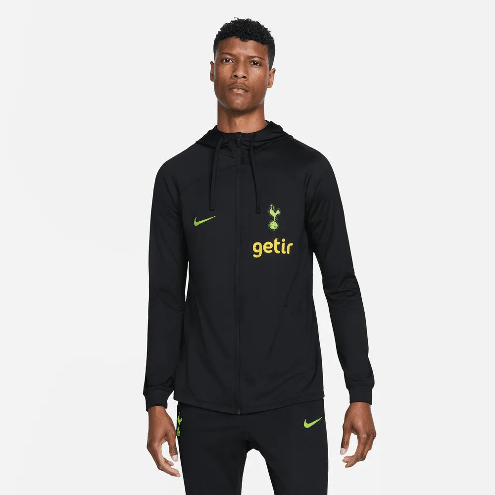 Nike 2022-23 Tottenham Strike Hooded Track Jacket - Black-Volt (Model - Front)